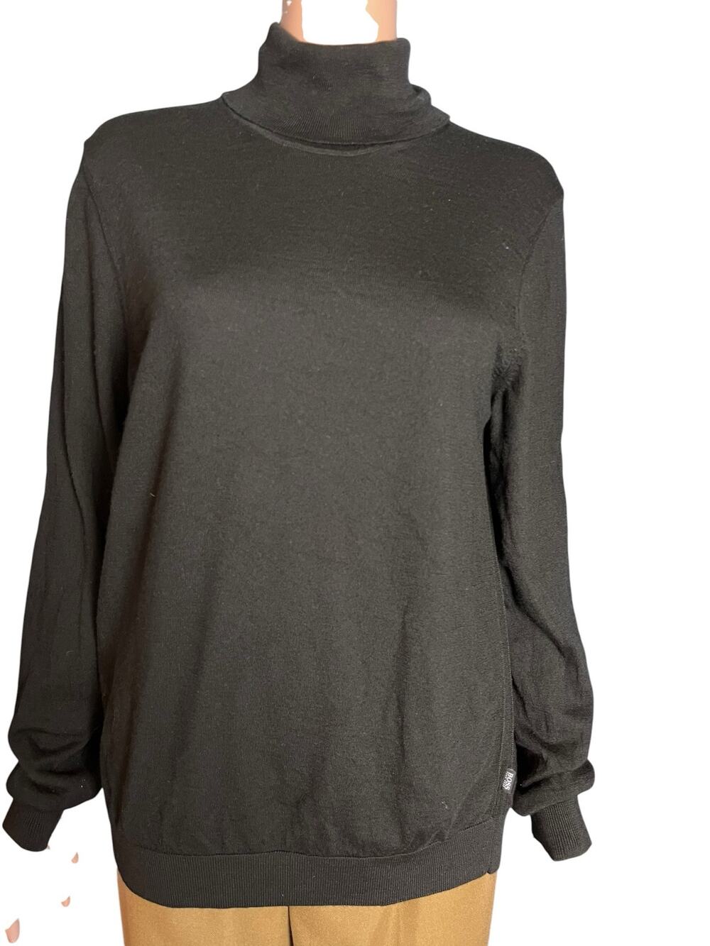 Boss Hugo Boss Women’s Black Turtleneck XL Italian Yarn Designer Quiet Luxury